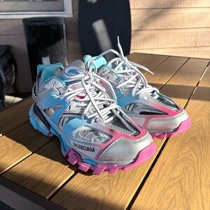 Balenciaga Women's Pink and Blue Track Sneakers